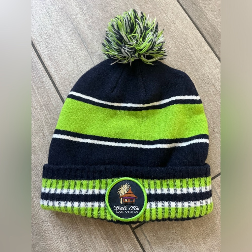 Bali Hai golf course navy lime green stocking hat